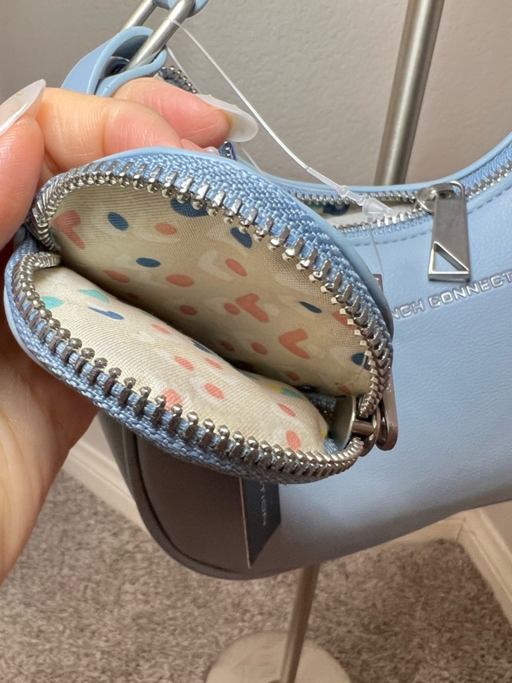 French Connection NWT $98 Sabrina Powder Blue Shoulder Bag and Coin Purse - Picture 8 of 16